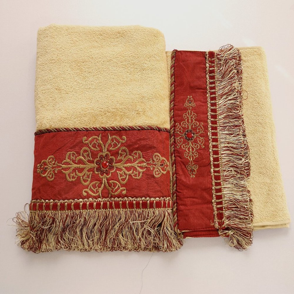 Stratford home brown rhinestone embroideredtowels